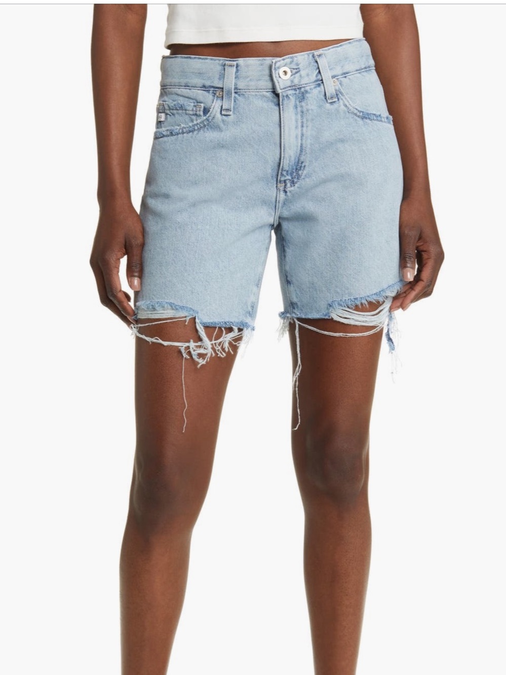 AG Adriano Goldschmied Becke non stretch denim short distressed NWT